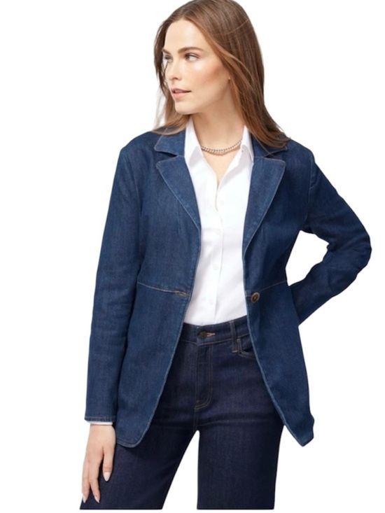Chico's Jackets & Blazers - CHICO’S Dark Wash Denim Button Jacket Size 8